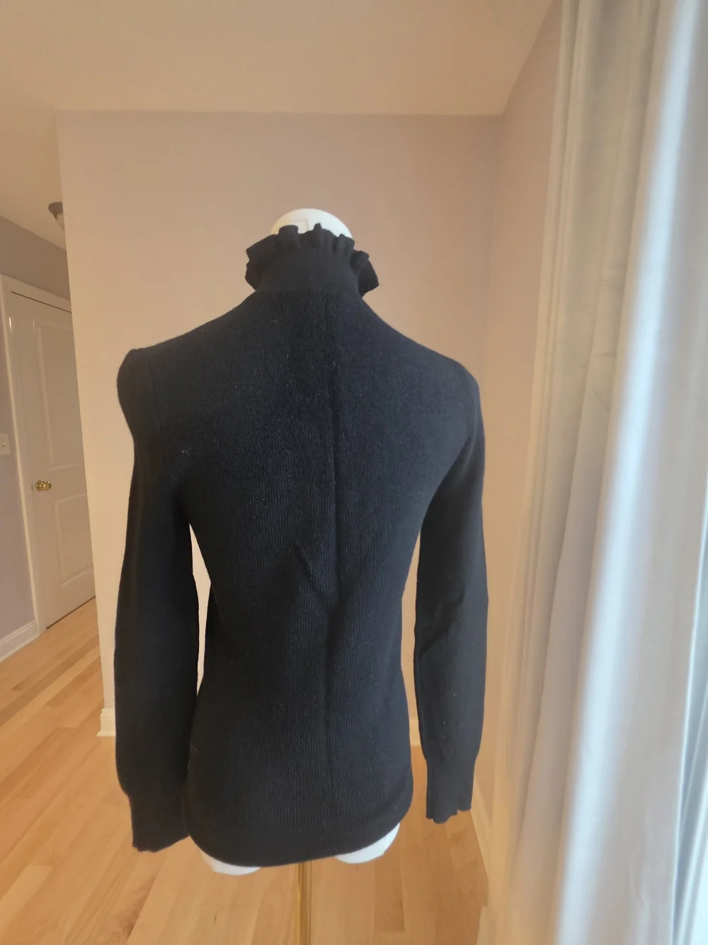 J. Crew Black Ruffle Turtleneck Sweater